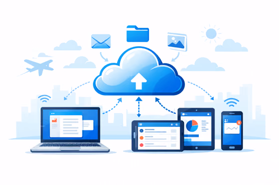 idea of multiple devices connecting to a central cloud