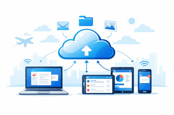 idea of multiple devices connecting to a central cloud