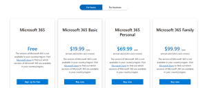 onedrive cost